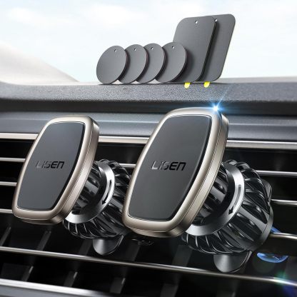 2 Pack Magnetic Phone Holder for Car Vent, [6 Strong Magnets] Magnetic Car Mount, Hands Free Air Vent Cell Phone Holder Mount for Car, Fit 4-11in iPhone 13 Pro Max,13 Pro, All Phones Sliver