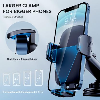 Car Phone Holder Mount Phone Mount for Car Windshield Dashboard Air Vent Universal Hands Free Automobile Cell Phone Holder Fit for iPhone Smartphone Carbon Fiber