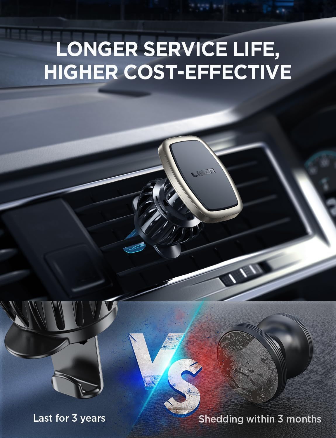 2 Pack Magnetic Phone Holder for Car Vent, [6 Strong Magnets] Magnetic Car Mount, Hands Free Air Vent Cell Phone Holder Mount for Car, Fit 4-11in iPhone 13 Pro Max,13 Pro, All Phones Sliver