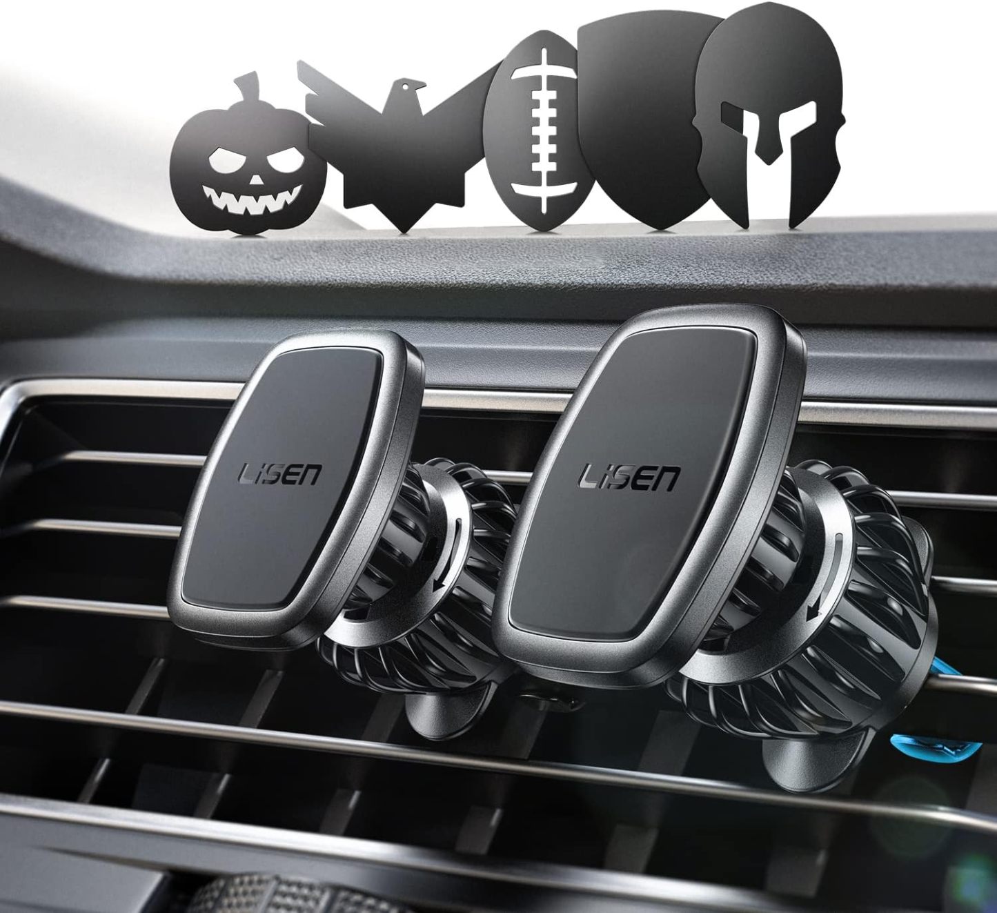 2 Pack Magnetic Phone Holder for Car Vent, [6 Strong Magnets] Magnetic Car Mount, Hands Free Air Vent Cell Phone Holder Mount for Car, Fit 4-11in iPhone 13 Pro Max,13 Pro, All Phones Sliver