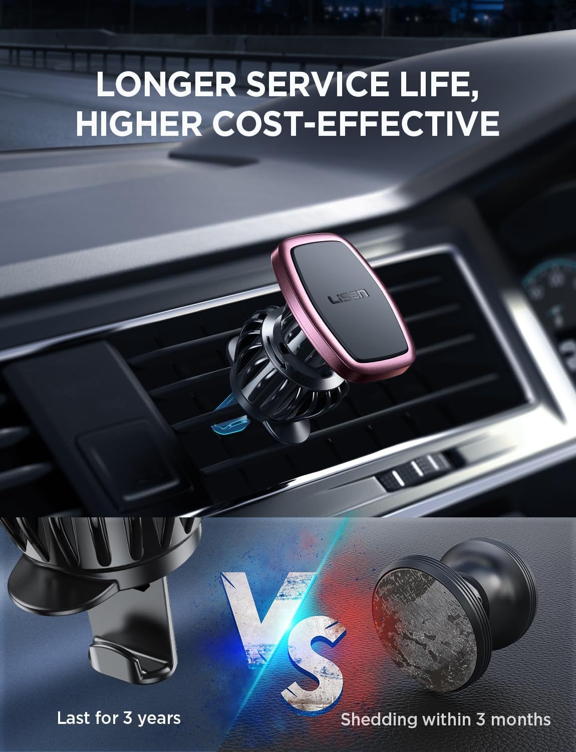 2 Pack Magnetic Phone Holder for Car Vent, [6 Strong Magnets] Magnetic Car Mount, Hands Free Air Vent Cell Phone Holder Mount for Car, Fit 4-11in iPhone 13 Pro Max,13 Pro, All Phones Sliver