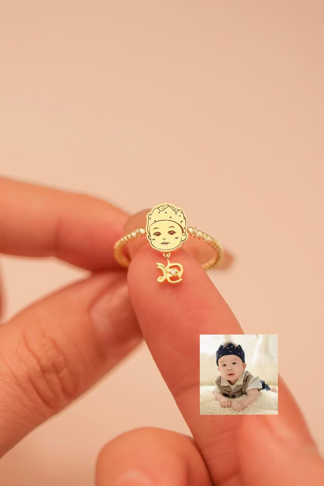 Mother's Day Gift-Personalized Baby Face Photo Ring