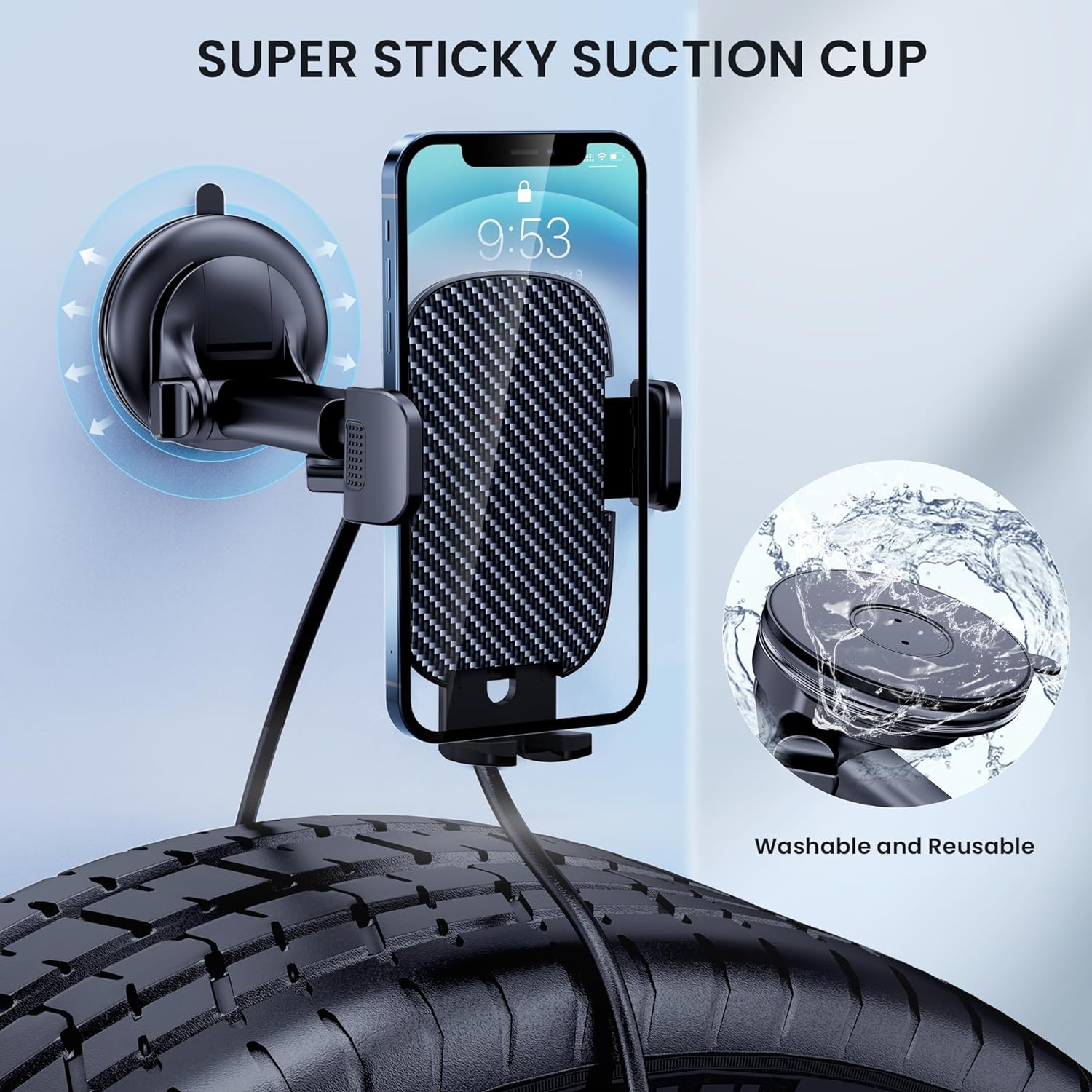 Car Phone Holder Mount Phone Mount for Car Windshield Dashboard Air Vent Universal Hands Free Automobile Cell Phone Holder Fit for iPhone Smartphone Carbon Fiber