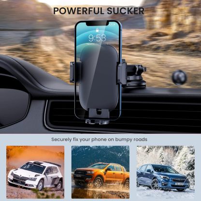 Car Phone Holder Mount Phone Mount for Car Windshield Dashboard Air Vent Universal Hands Free Automobile Cell Phone Holder Fit for iPhone Smartphone Carbon Fiber