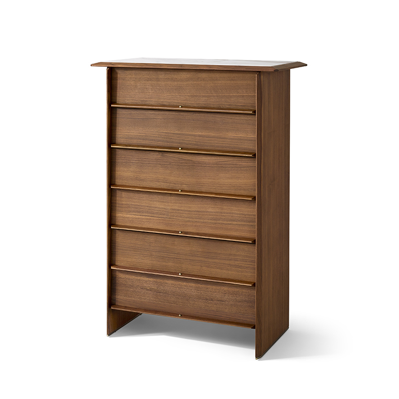 Everos Solid Wood Walnut Storage Organizer Cabinet 6-Drawer Chest