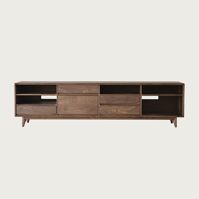 Aliva Media Cabinet Solid Wood TV Stand with Flexible Drawers