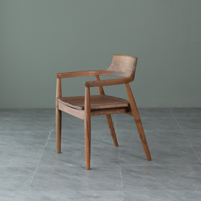 Ambor Simple Solid Wood Chair with Armrests Office Chairs-Afurnitek
