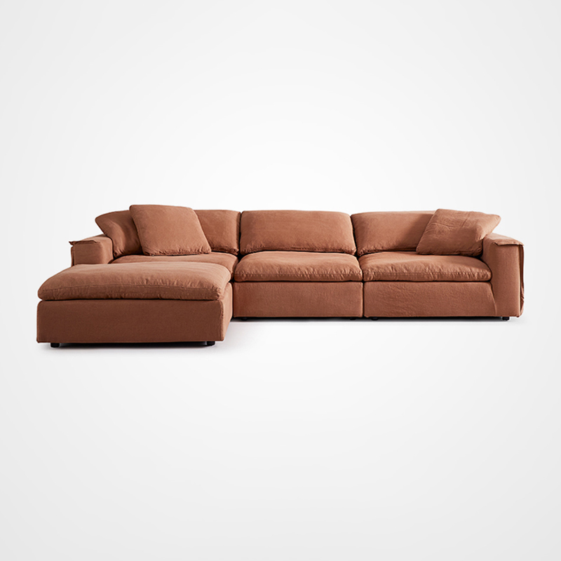 Anye Caramel Brown Cloud Couch Fabric Modular Sectional Sofa
