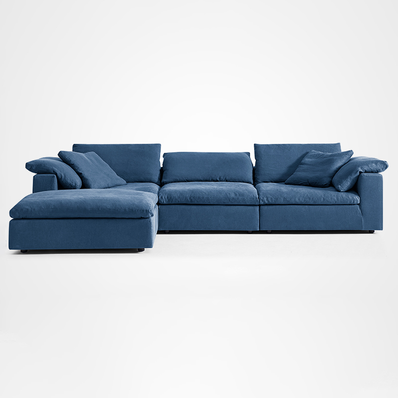 Anye Modern Navy Blue Fabric Couch Cloud Modular Sectional Sofa