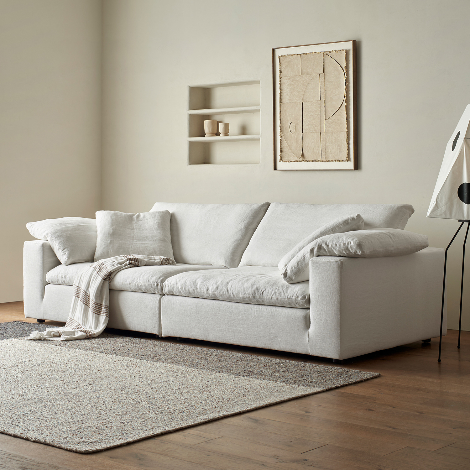 Anye Nordic Cream Fabric Couch Cloud Modular Sectional Sofa