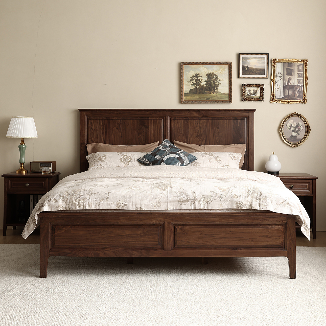 Aoseno Retro Solid Wood Bed | American-Style-Afurnitek