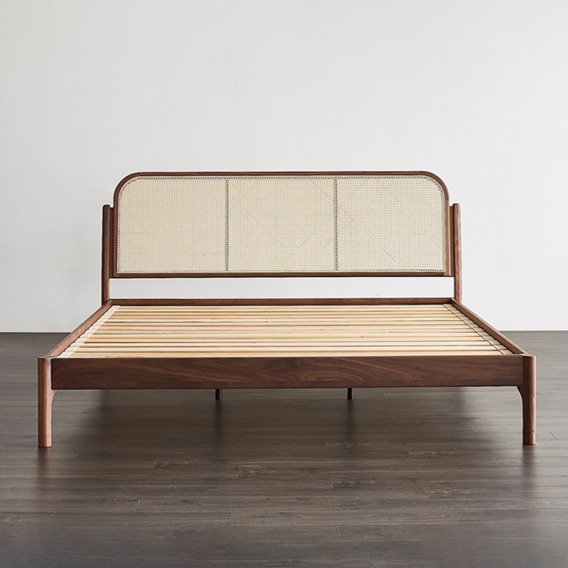 Basar Scandinavia Modern Rattan Craft Solid Wood Bed Frame