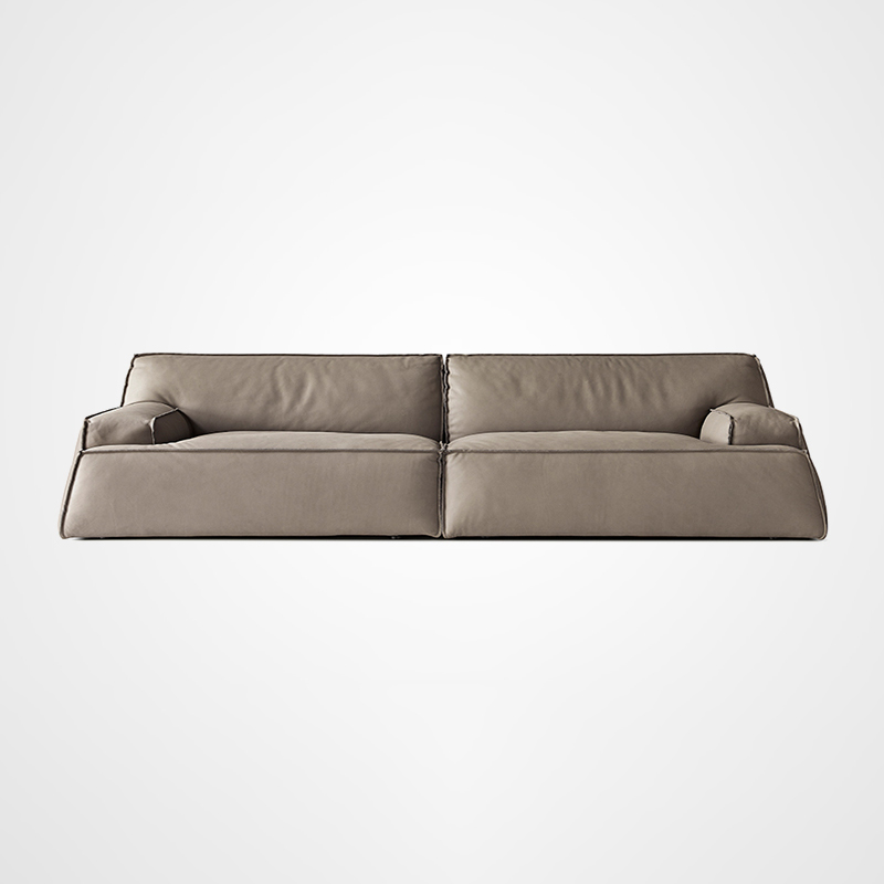 Abisco Modern Couch Vintage Taupe Buffed Leather Modular Sofa