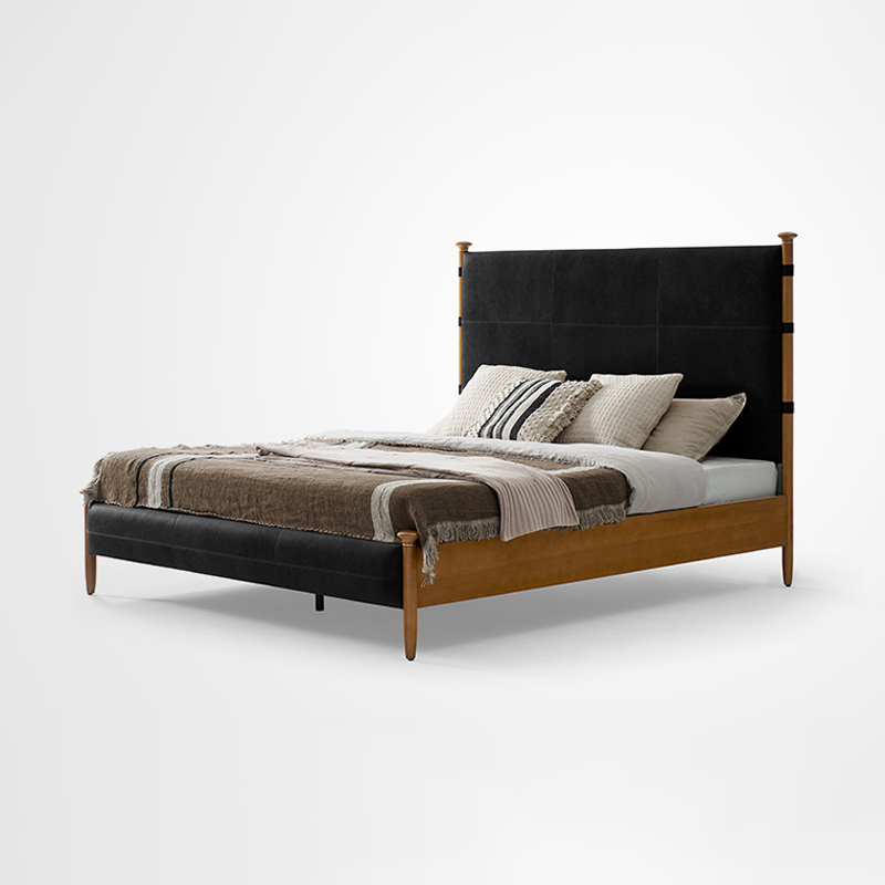 Svenos Vintage Leather Beds Modern Black King Bed Frame