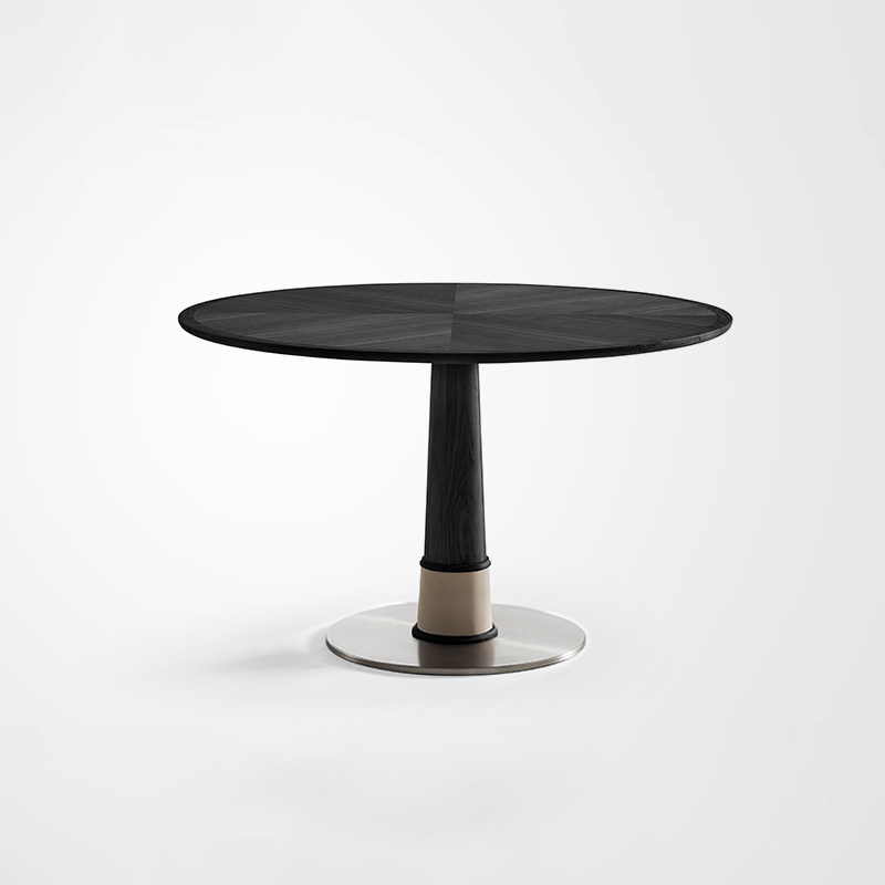 Paros Minimalist Circular Kitchen Tables Ash Wood Black Round Dining Table