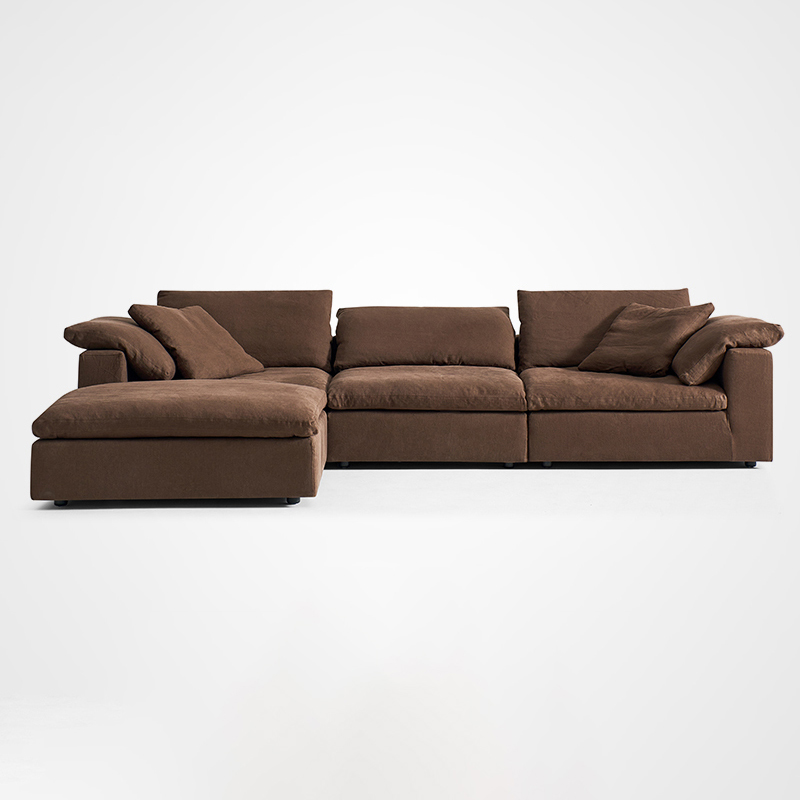 Anye Scandinavia Cloud Modular Sectional Sofa Brown Fabric Combo Couch