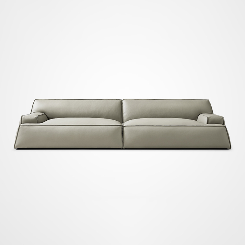 Abisco Modern Living Room Gray Couches Aniline Leather Modular Sofa