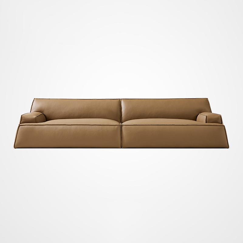 Abisco Minimalist Couches Camel Brown Leather Modular Sofa