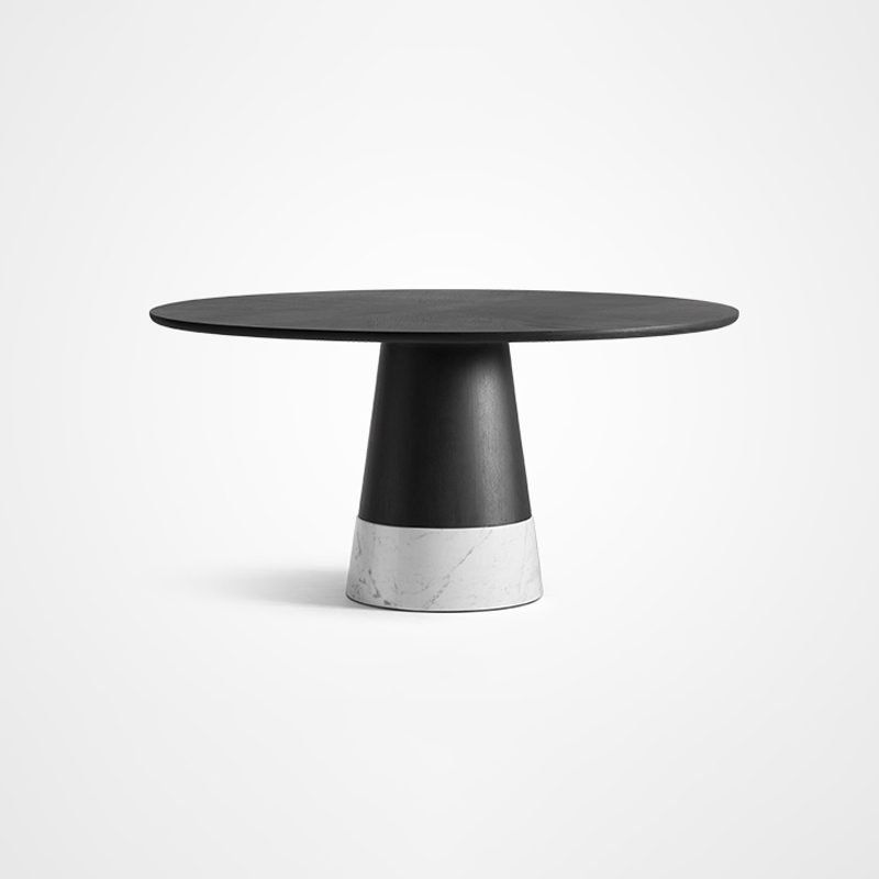 Paros Kitchen Turntable Table Black Oak Round Dining Tables with Lazy Susan