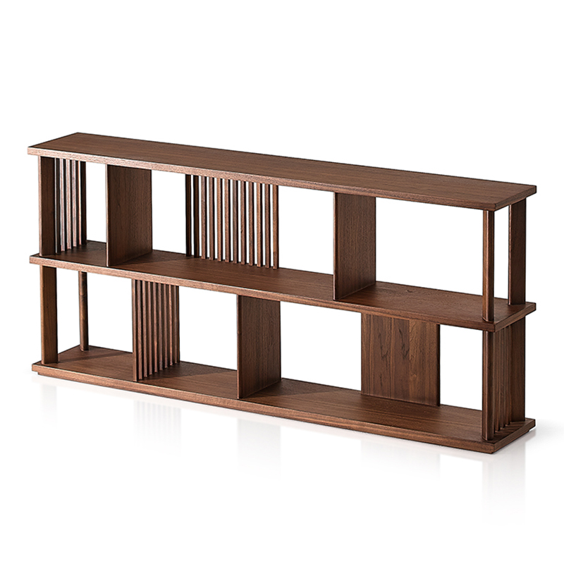 Donas Storage Display Bookcase Walnut Solid Wood Bookshelf
