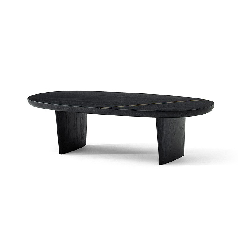 Everos Living Room Décor Accent Table Oak Black Oval Coffee Table