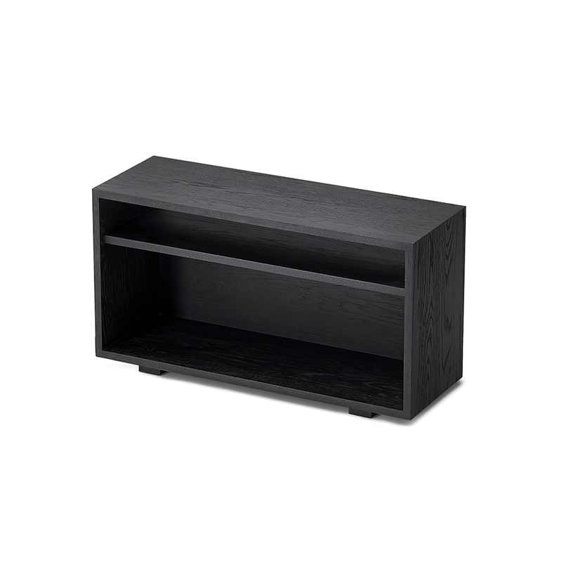 Everos Minimalist Sofa Sideboard Storage Cabinet Oak Black 33.5"
