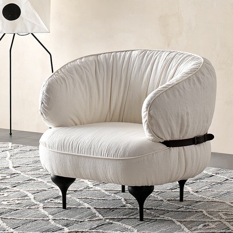 Everos Modern Armchair Linen Fabric Sofa Lounge Chair