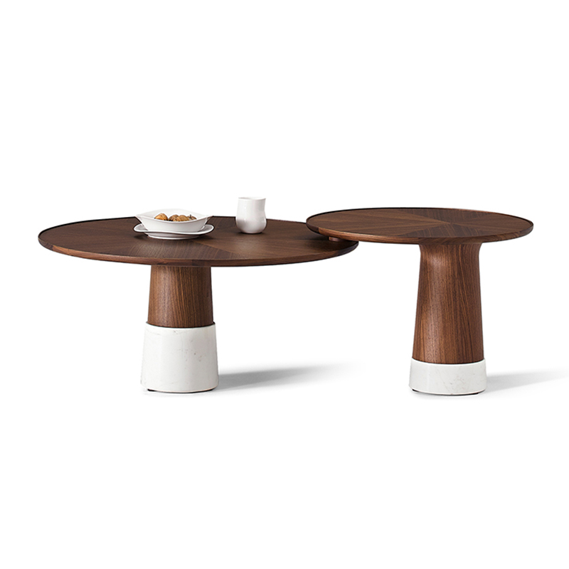 Everos Modern End Table Minimalist Accent Table Walnut Coffee Table Set