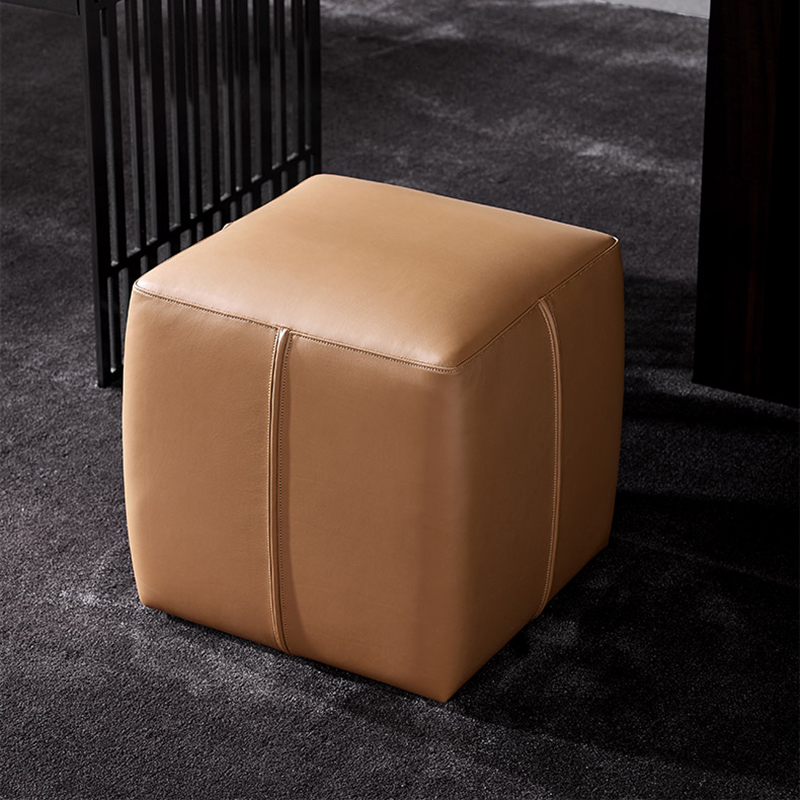 Everos Modern Floor Poufs Leather Footstool Ottoman