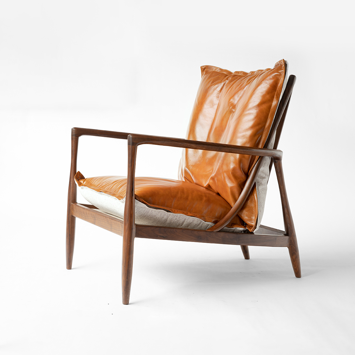 Everos Modern Retro Walnut Leisure Chair Armchair-Afurnitek