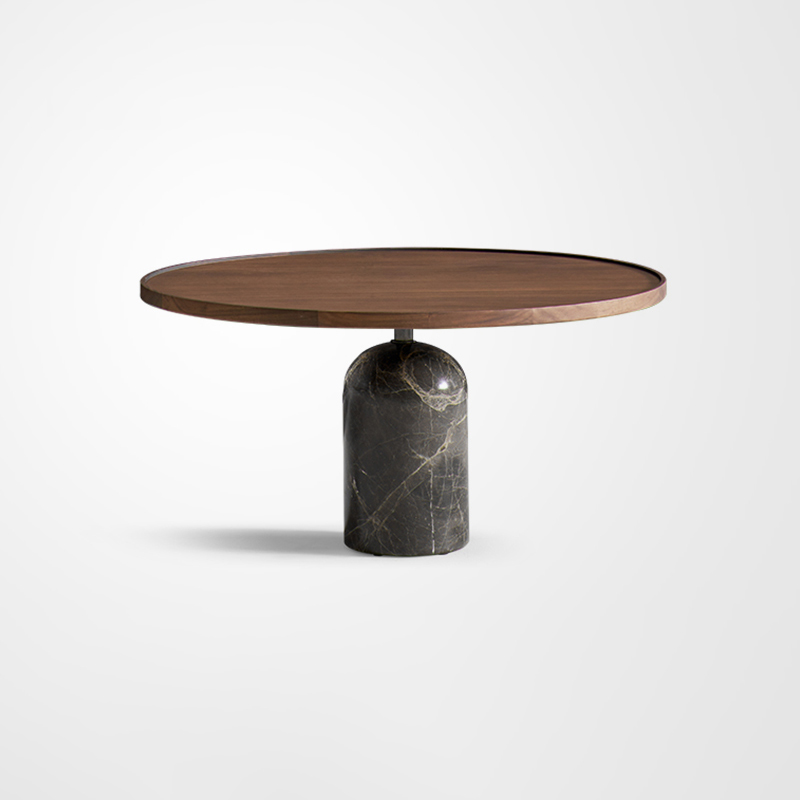 Everos Modern Scandinavia Marble Solid Wood Walnut Coffee Table 31.5"