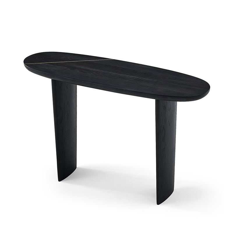 Everos Narrow Decorative Side Table Entryway Oak Console Table Black