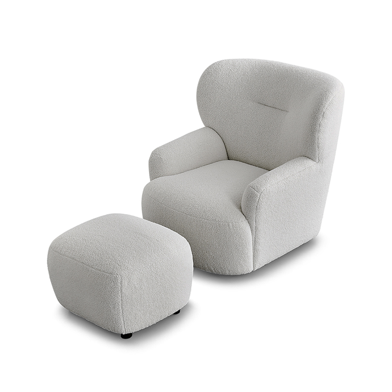 Everos Nordic Simple Soft Armchair White Lambswool Swivel Sofa Lounge Chair