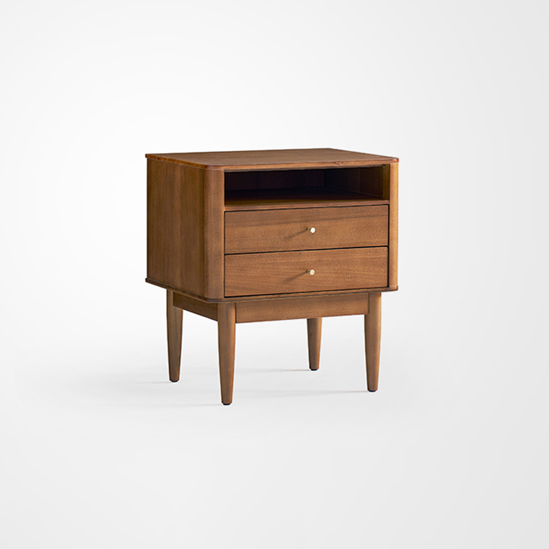 Everos Retro 2-Drawer Nightstand Boxwood Bedside Table