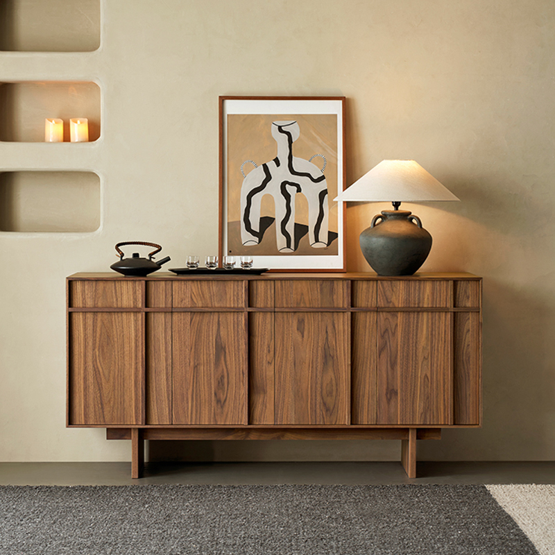 Everos Scandinavian Modern Wooden Sideboard Cabinet-Afurnitek