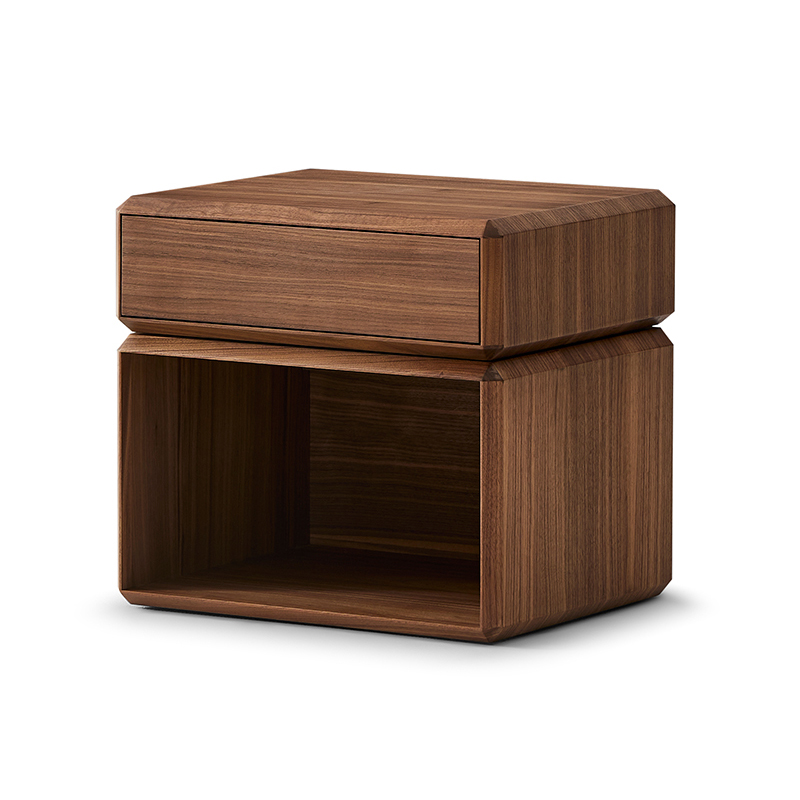 Everos Solid Wood Bedside Table Walnut Rotating Nightstand
