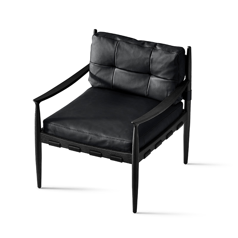 Ease Upholstered Armchair Modern Oak Black Frame Fogel Lounge Chair