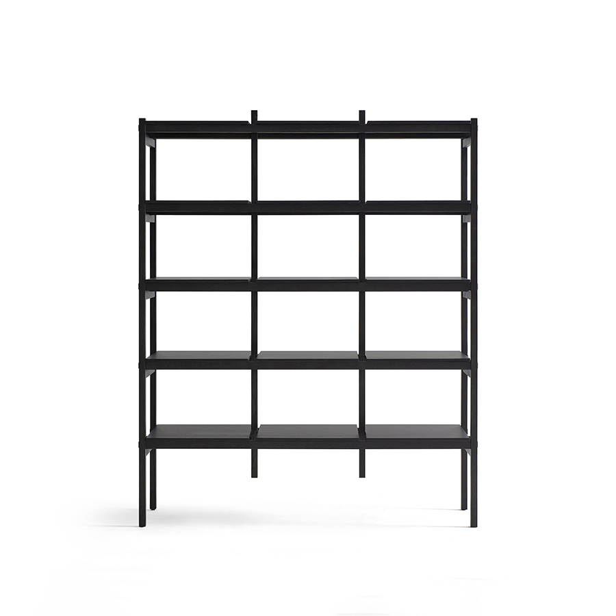 Hiros Minimalist Bookcase Storage Shelves Office Bookshelf Organizer Oak Black