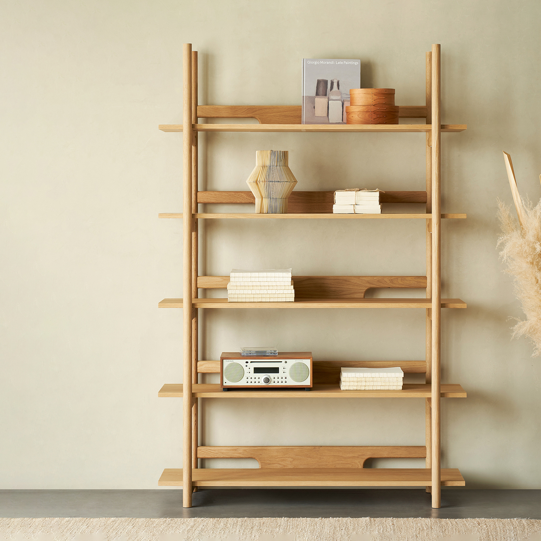 Hiros Oak Bookcase Display Shelf Office Bookshelf 47.2"