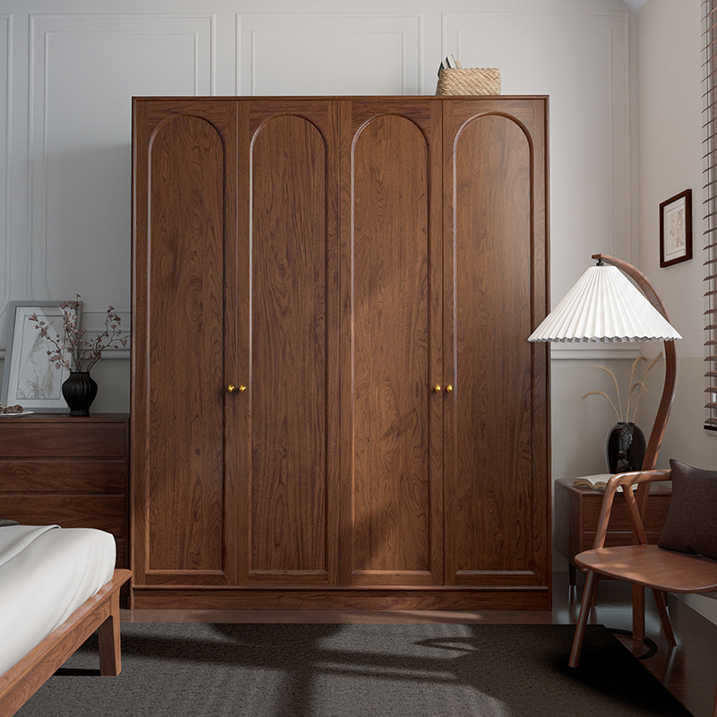 Jonet Mid-Century Modern Natural Solid Wood Armoire Wardrobe-Afurnitek