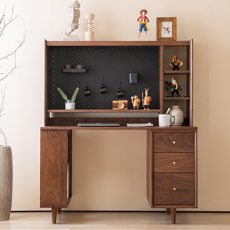 Ketton Multifunctional Integrated Solid Wood Desk and Bookshelf Combination