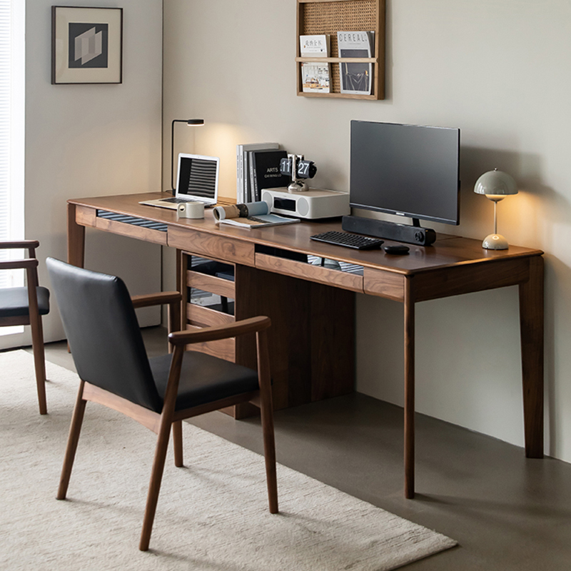 Ketton Walnut Writing Table Office Desk | Double-Afurnitek