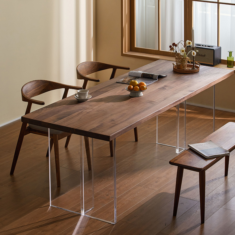 Koiee Creative Acrylic & Wood Combo Dining Table-Afurnitek