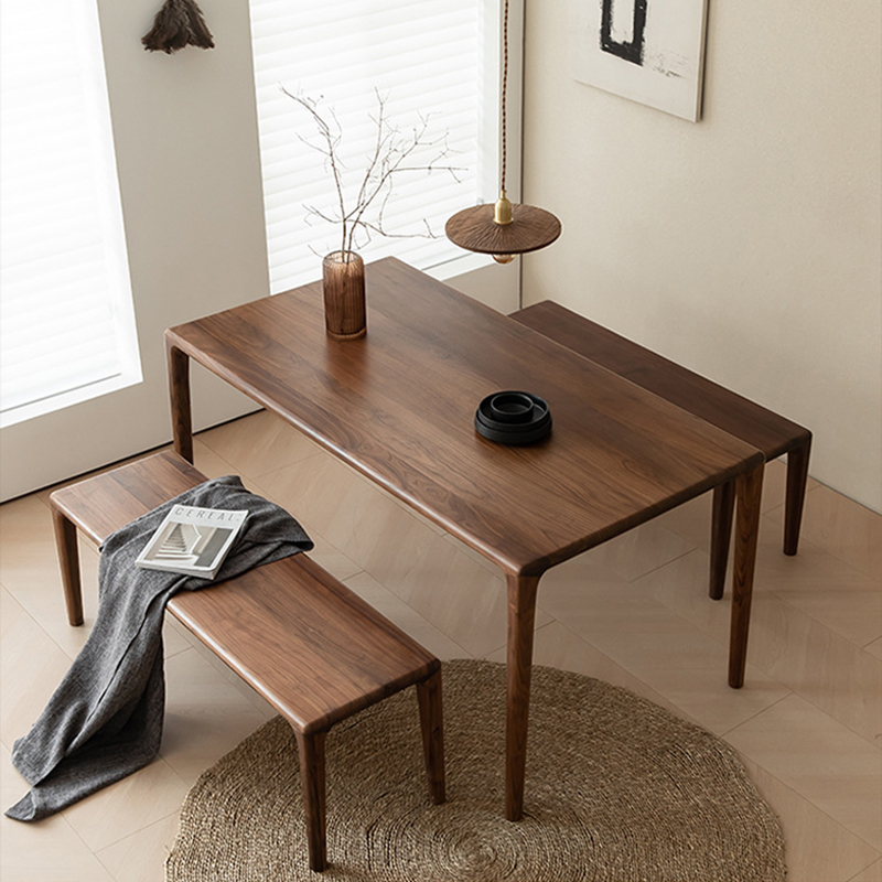 Koier Solid Walnut Dining Table with 2 Benches-Afurnitek