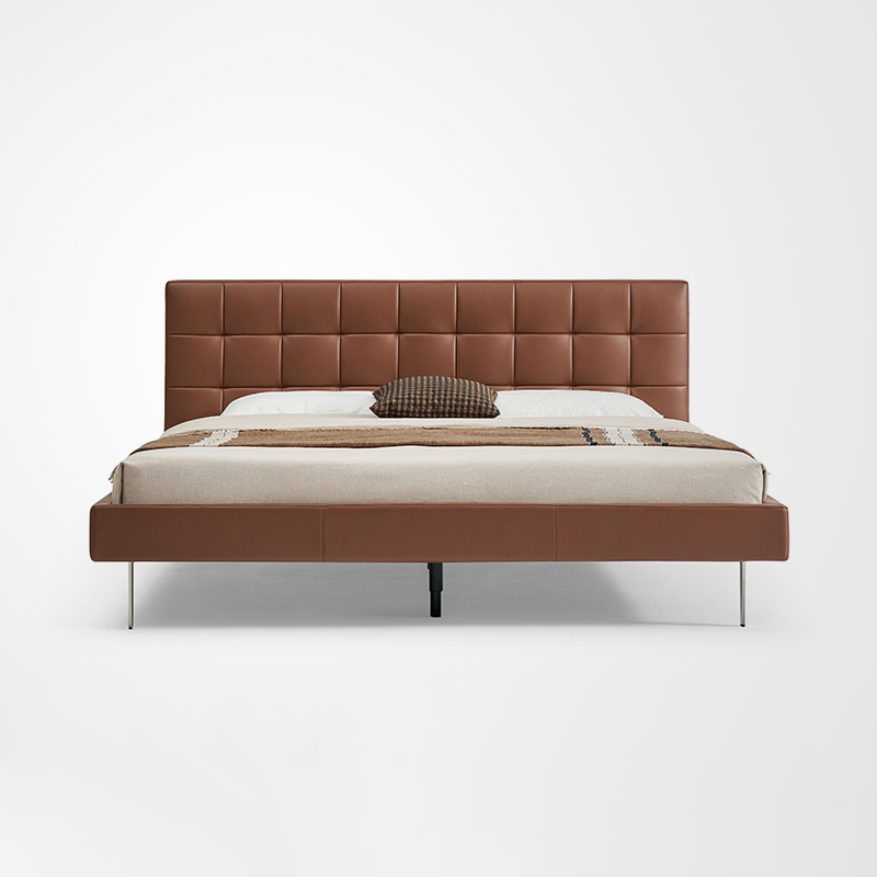 Lenos Bedroom Furniture Minimalist Nappa Leather Bed Frame King Size