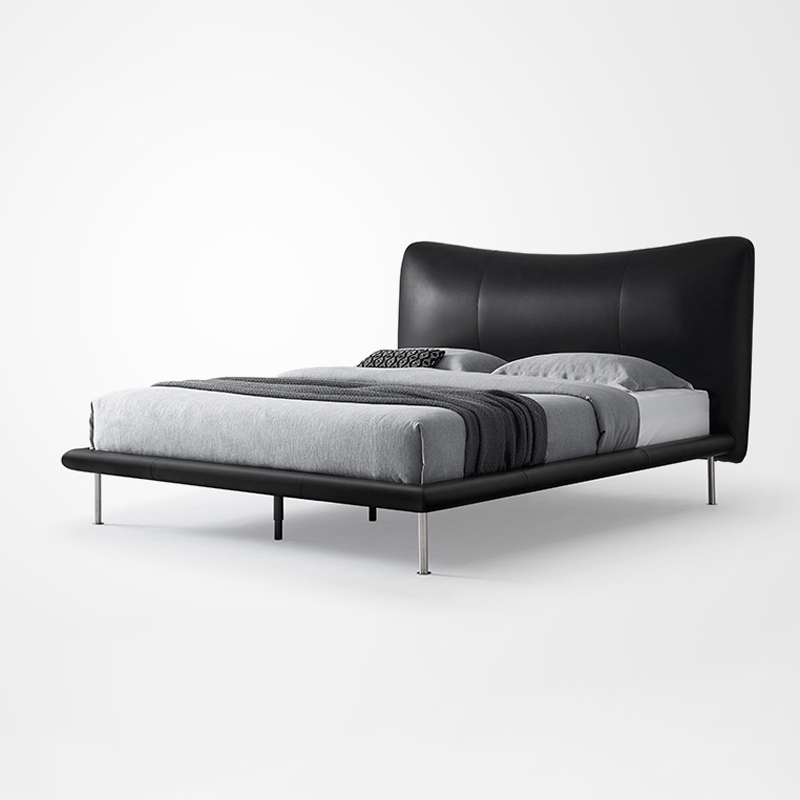 Lunos Bedroom Sets Minimalist King Beds Modern Leather Black Bed Frame