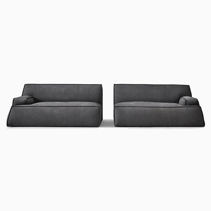 Abisco Modern Couch Thickened Vintage Buffed Leather Modular Sofa Dark Gray