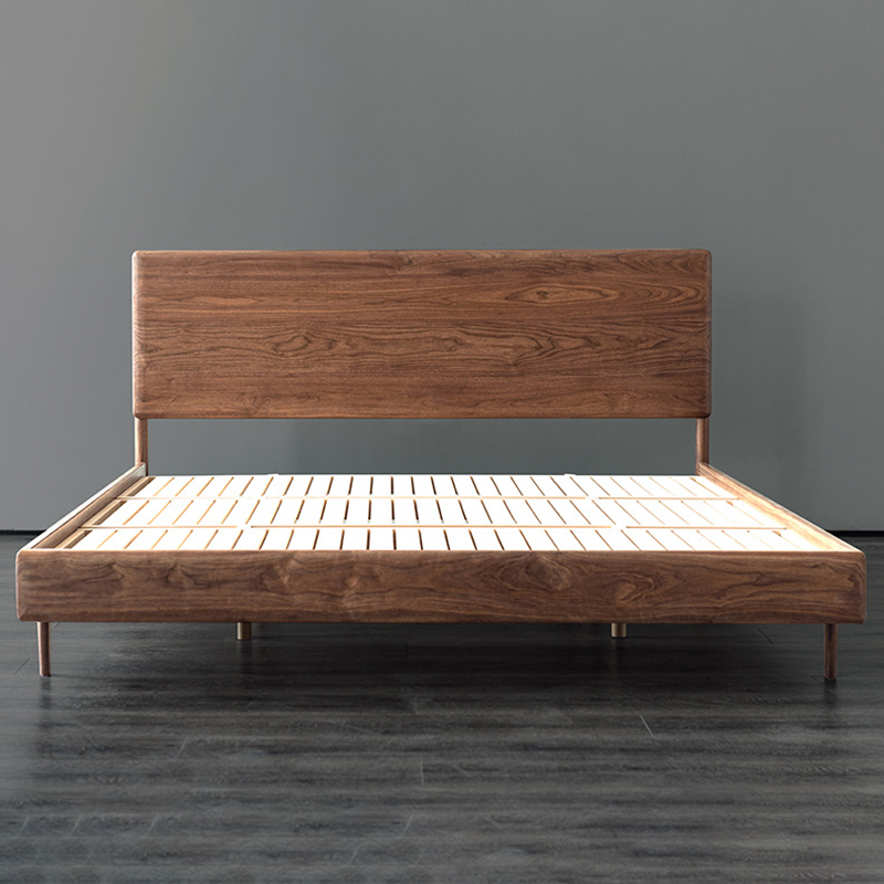 Modern Simple Black Walnut Solid Wood Bed