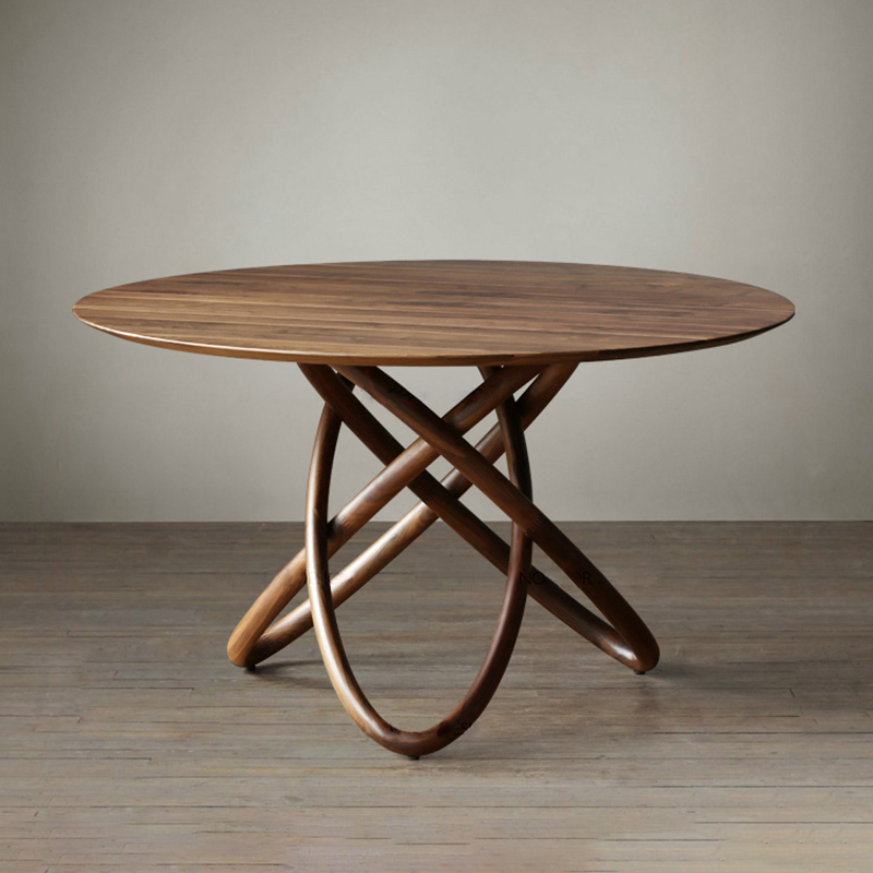 Nosia Minimalist Round Solid Wood Dining Table 51"