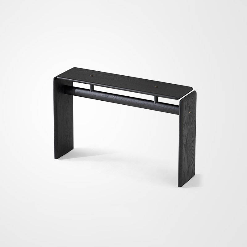 Everos Japandi-Style Console Table Natural Art Oak Black Entryway Table